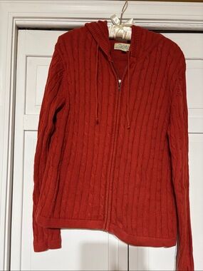 Cabela's Cable Knit Zip Hoodie Sweater - Rust